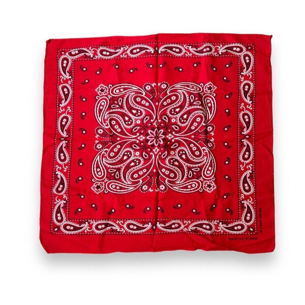 Red Bandana Scarf 21” X 20” Square Woman Scarve Unisex Paisley